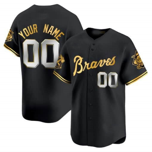Custom Atlanta Braves Peaches n¡¯ Cream Vapor Premier Limited Jersey ¨C Black Gold CONTON