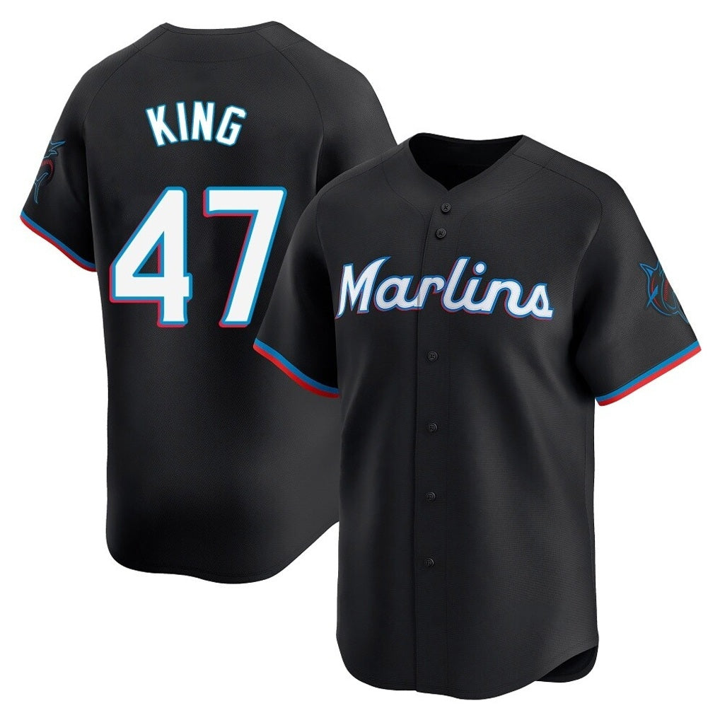 Miami Marlins #47 John King Player Black CONTON Home Limited Stitched Jerseys