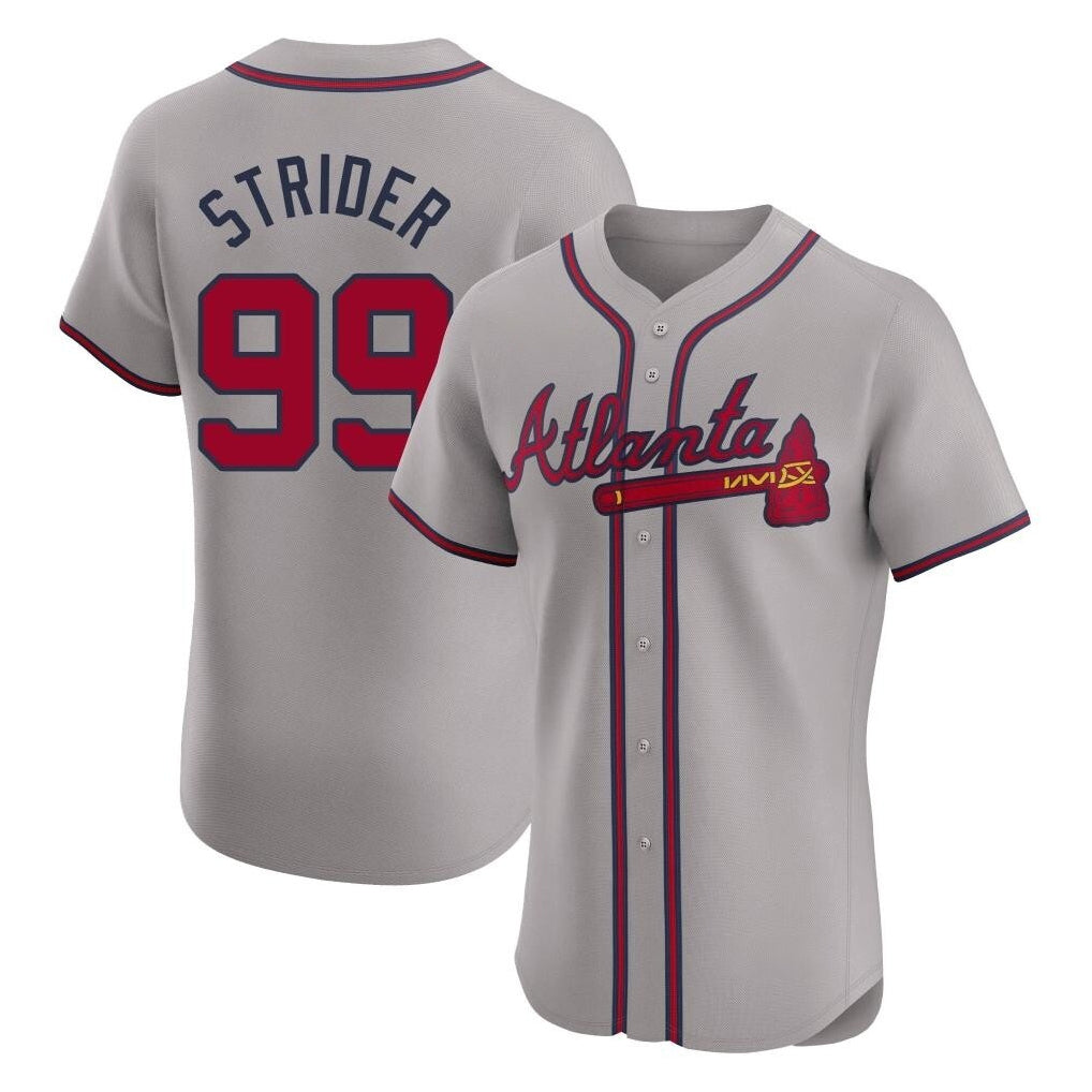 Atlanta Braves #99 Spencer Strider Player Gray CONTON Limited Elite Home Game Stitched Jerseys