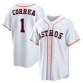 Houston Astros #1 Carlos Correa White CONTON Home Replica Jersey