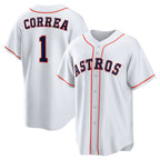 Houston Astros #1 Carlos Correa White CONTON Home Replica Jersey