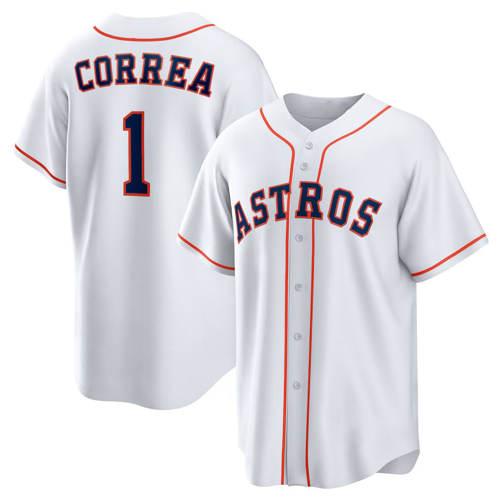 Houston Astros #1 Carlos Correa White CONTON Home Replica Jersey