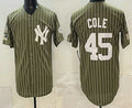 New York Yankees #45 Gerrit Cole Olive CONTON Pinstripe 2026 Armed Forces Day Salute To Service Jersey