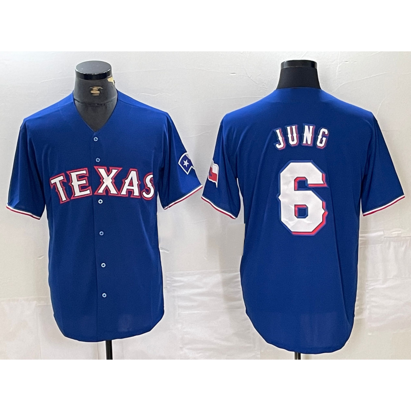 Texas Rangers #6 Josh Jung Blue CONTON Stitched Cool Base Jersey