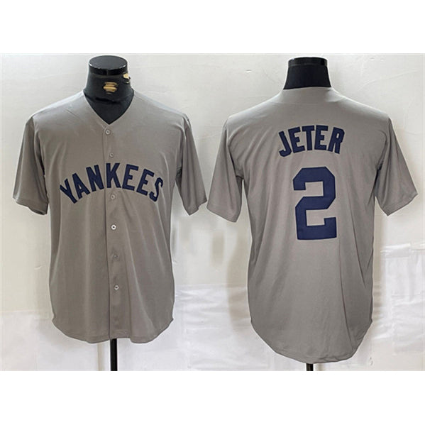 New York Yankees #2 Derek Jeter Gray CONTON Cool Base Stitched Jersey