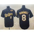 Los Angeles Dodgers #8 Enrique Hernandez Black Gold CONTON 2025 World Series Patch Limited Stitched Jersey