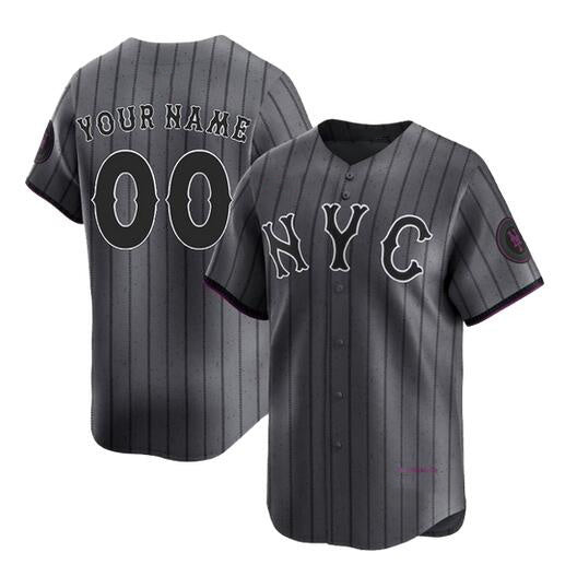 Custom New York Mets Graphite CONTON 2024 City Connect Limited Stitched Jersey