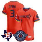 Houston Astros #3 Jeremy Pena Player Orange CONTON City Connect Texas Patch Vapor Premier Limited Elite Home Stitched Jerseys