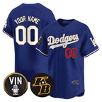 Custom Los Angeles Dodgers Vin Patch & Kobe Bryant Signature Vapor Premier Limited Jersey ¨C Royal CONTON