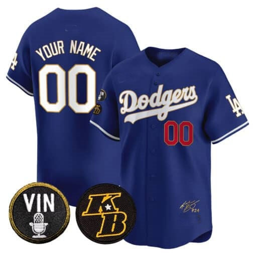 Custom Los Angeles Dodgers Vin Patch & Kobe Bryant Signature Vapor Premier Limited Jersey ¨C Royal CONTON