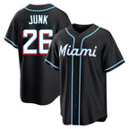 Miami Marlins #26 Janson Junk Player Black CONTON Fashion Out Home Game Stitched Jerseys