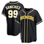 Milwaukee Brewers #99 Gary Sanchez Player Black CONTON Fashion Out Home Game Stitched Jerseys