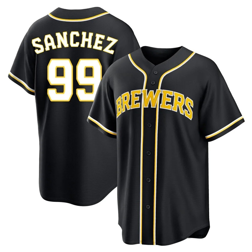 Milwaukee Brewers #99 Gary Sanchez Player Black CONTON Fashion Out Home Game Stitched Jerseys