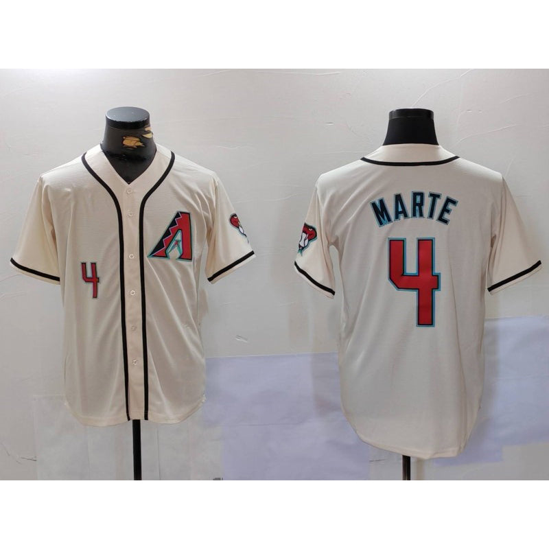 Arizona Diamondback #4 Ketel Marte Number Cream CONTON Cool Base Limited Stitched Jersey