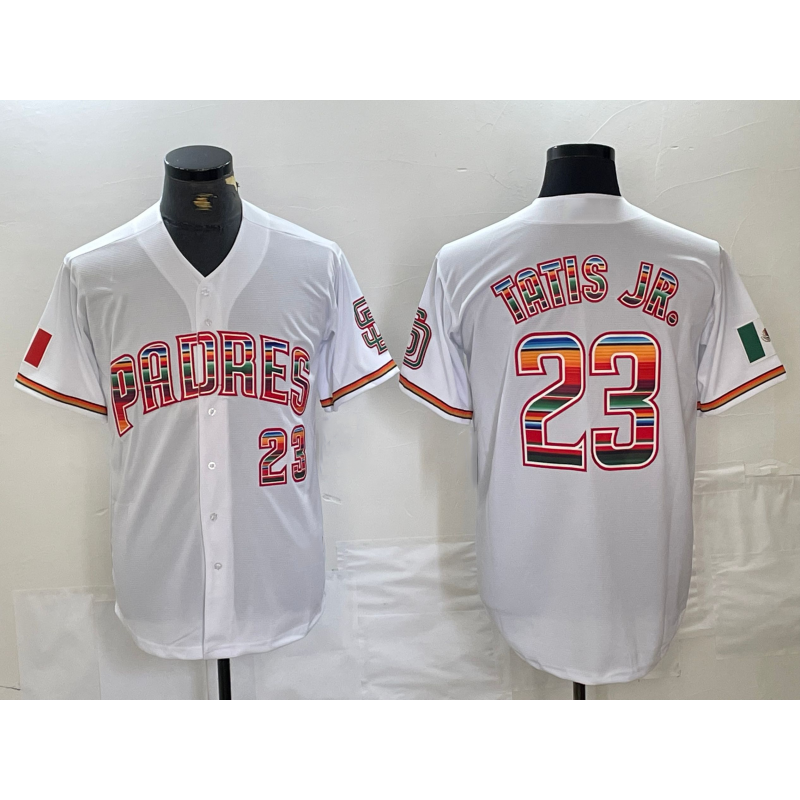 San Diego Padres #23 Fernando Tatis Jr Mexico White CONTON Cool Base Stitched Baseball Jersey