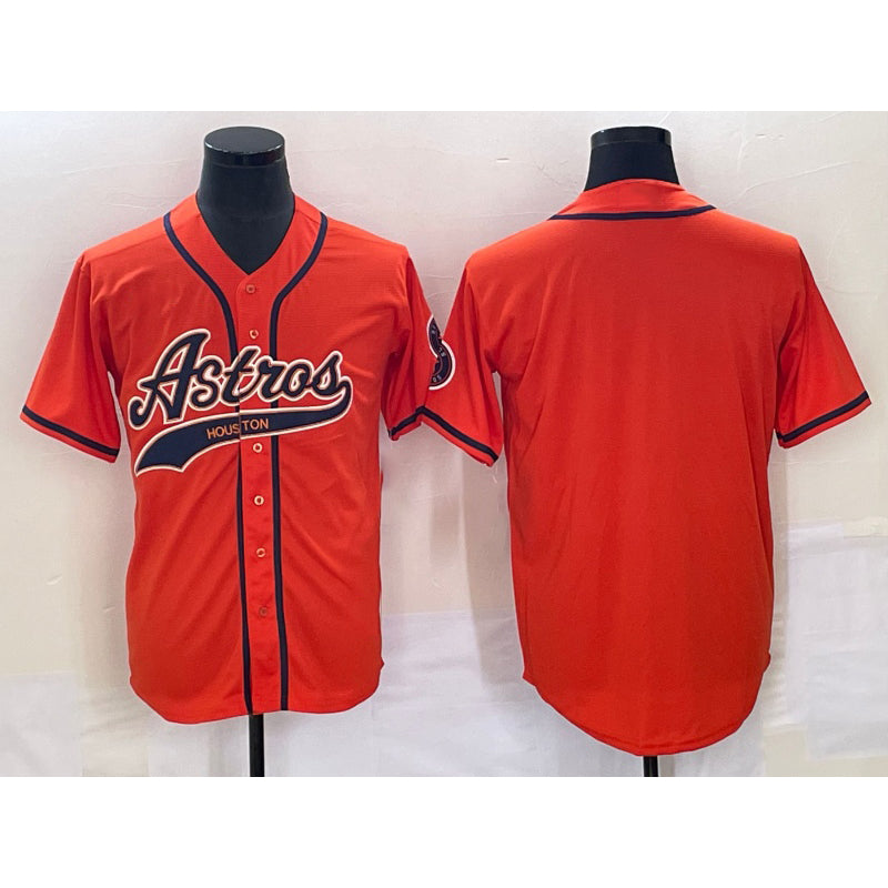 Houston Astros Blank Number Orange CONTON With Patch Cool Base Stitched Jersey