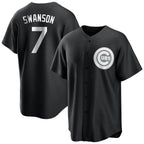 Chicago Cubs #7 Dansby Swanson Player Black CONTON Game Stitched Jerseys
