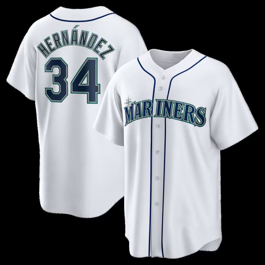 Seattle Mariners #34 Felix Hernandez White CONTON Home Retired Player Replica Jersey