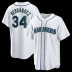 Seattle Mariners #34 Felix Hernandez White CONTON Home Retired Player Replica Jersey