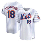 New York Mets #18 Darryl Strawberry White CONTON 2024 Home Limited Stitched Jersey