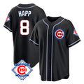 Chicago Cubs #8 Ian Happ Player Black CONTON Fashion Out 150th Anniversary Game Stitched Jerseys