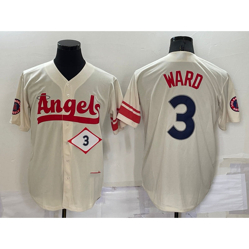 Los Angeles Angels #3 Taylor Ward Number Cream CONTON 2022 City Connect Cool Base Stitched Jersey