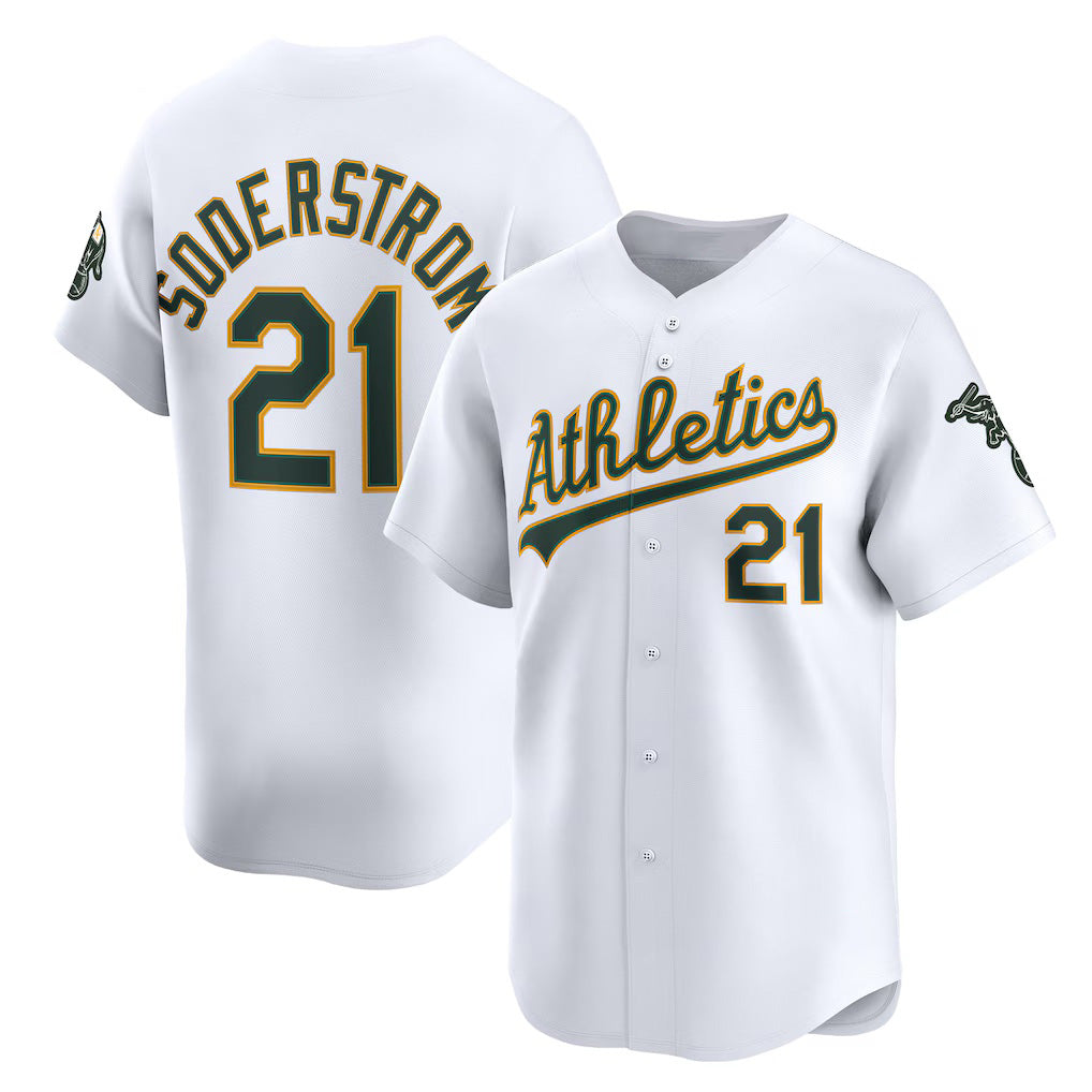 Oakland Athletics #21 Tyler Soderstrom White CONTON Home Limited Player Jersey 2