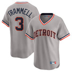 Detroit Tigers #3 Alan Trammell Player Gray CONTON Cooperstown T-shirt Home Game Stitched Jerseys