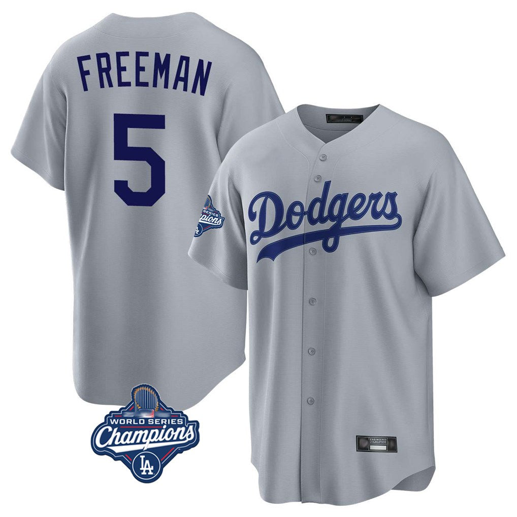 Los Angeles Dodgers #5 Freddie Freeman Player Gray CONTON World Series Meet Game Stitched Jerseys