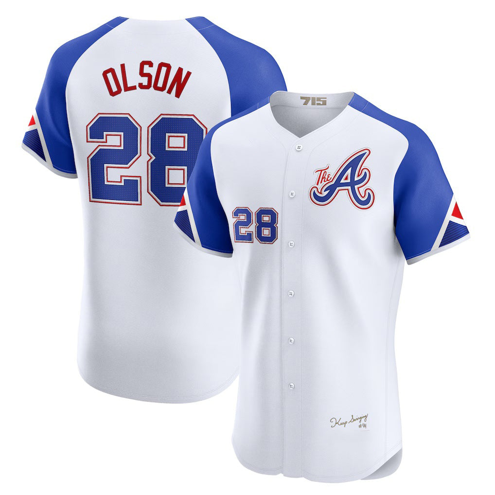 Atlanta Braves #28 Matt Olson White CONTON City Connect Elite Jersey