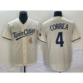 Minnesota Twins #4 Carlos Correa Number Cream CONTON 2022 City Connect Cool Base Stitched Jersey