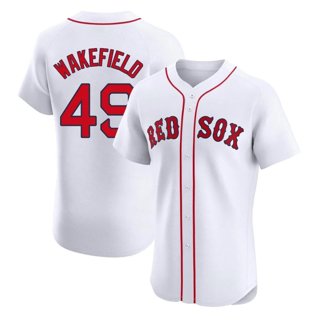 Boston Red Sox #49 Tim Wakefield Player White CONTON Limited Elite Home Game Stitched Jerseys1