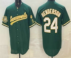 Oakland Athletics #24 Rickey Henderson 2026 Green CONTON Alternate Sacramento Celebrating 125 Years Limited Jersey
