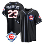 Chicago Cubs #23 Ryne Sandberg Player Black CONTON Fashion Out 150th Anniversary Game Stitched Jerseys