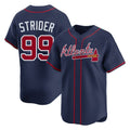 Atlanta Braves #99 Spencer Strider Player Navy CONTON Limited Home Game Stitched Jerseys