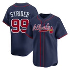 Atlanta Braves #99 Spencer Strider Player Navy CONTON Limited Home Game Stitched Jerseys