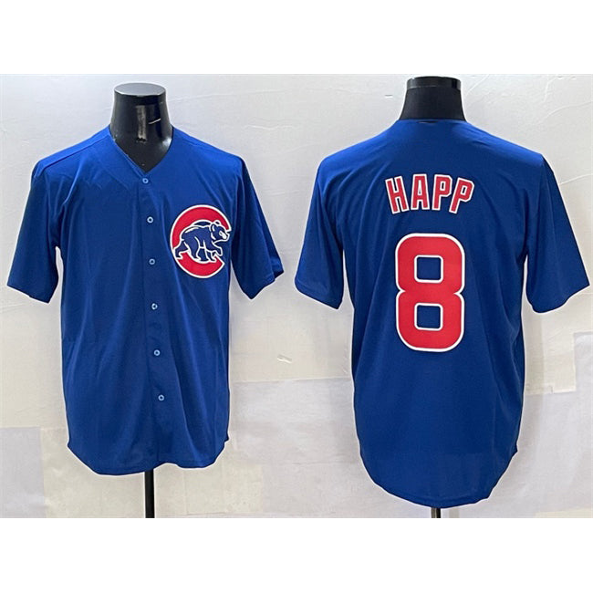 Chicago Cubs #8 Ian Happ Royal CONTON Cool Base Stitched Jersey