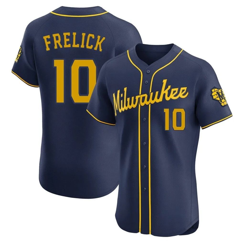 Milwaukee Brewers #10 Sal Frelick Player Navy CONTON Home Limited Elite Stitched Jerseys