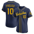 Milwaukee Brewers #10 Sal Frelick Player Navy CONTON Home Limited Elite Stitched Jerseys