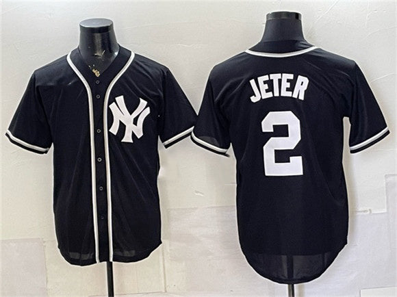 New York Yankees #2 Derek Jeter 2026 Fashion Replica Black CONTON Out Stitched Jersey