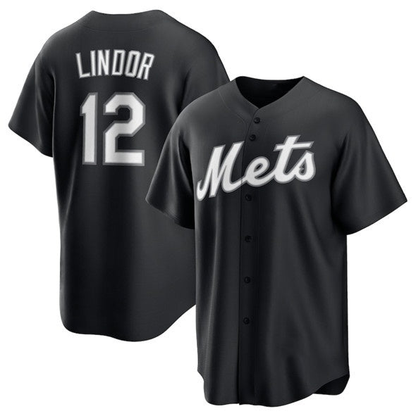 New York Mets #12 Francisco Lindor Black CONTON Lights Out Limited Stitched Jersey