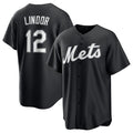New York Mets #12 Francisco Lindor Black CONTON Lights Out Limited Stitched Jersey