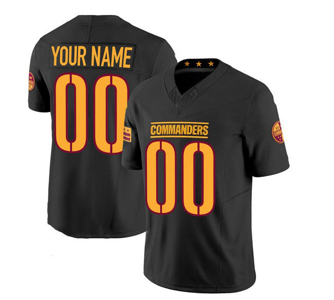 Custom W.Commanders Active Player Black CONTON 2023 F.U.S.E. Vapor Limited Stitched Jersey