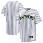 Milwaukee Brewers Blank Player White CONTON Stripes Home Game Stitched Jerseys