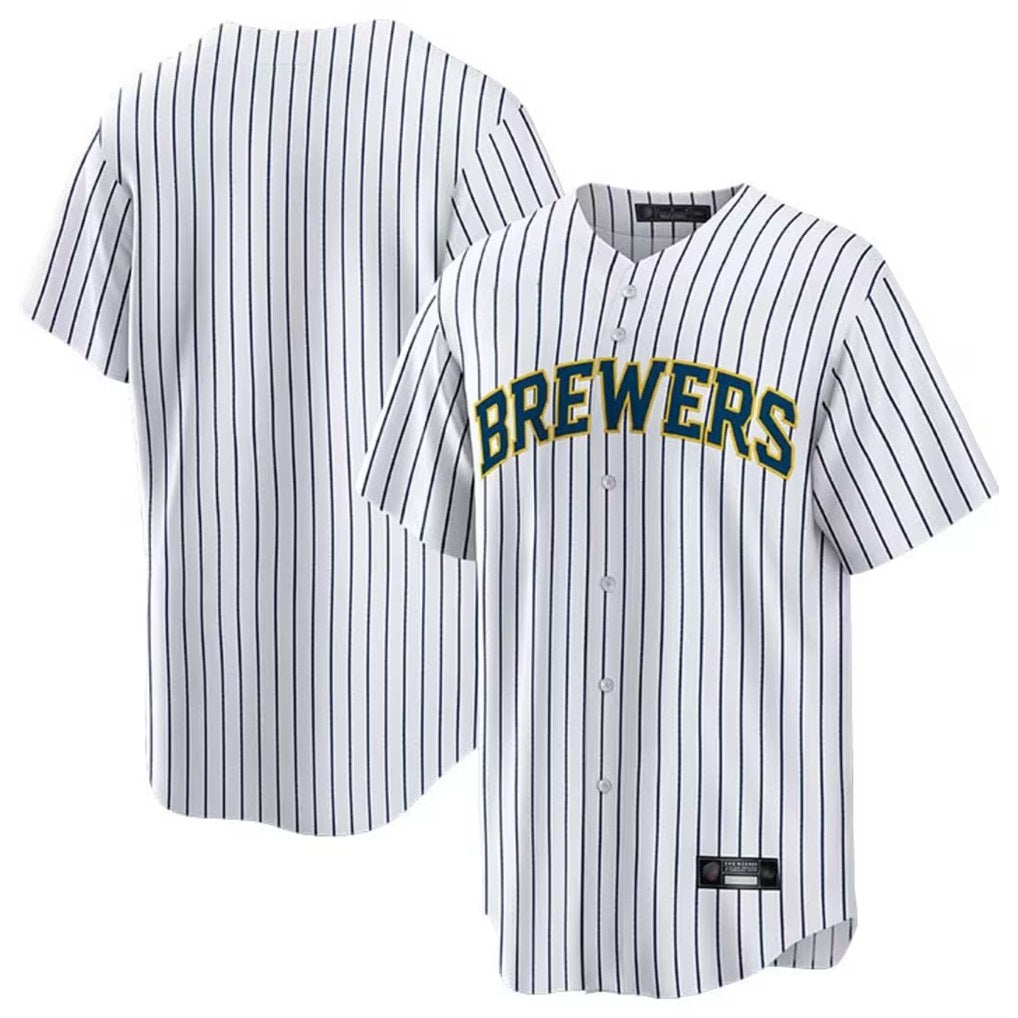 Milwaukee Brewers Blank Player White CONTON Stripes Home Game Stitched Jerseys