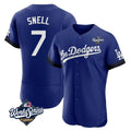 Los Angeles Dodgers #7 Blake Snell Player Royal CONTON City Connect Elite World Series Home Stitched Jerseys