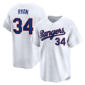 Texas Rangers #34 Nolan Ryan White CONTON Throwback Cooperstown Collection Limited Jersey