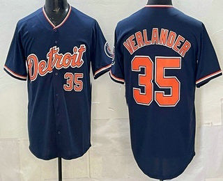 Detroit Tigers #35 Justin Verlander Navy CONTON Limited Jersey