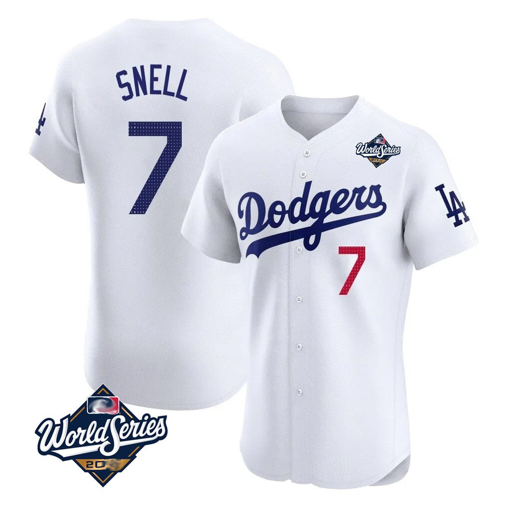 Los Angeles Dodgers #7 Blake Snell Player White CONTON Limited Elite World Series Home Stitched Jerseys
