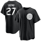 Chicago Cubs #27 Seiya Suzuki Player Black CONTON Game Stitched Jerseys